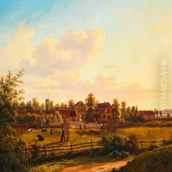 View Of Amager With Councillor Oil Painting by F. C. Kiaerskou