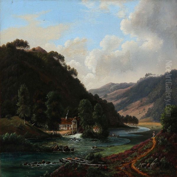 Parti Af Greisdalen Ved Weile Oil Painting by F. C. Kiaerskou