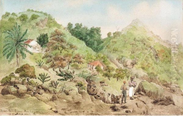 Near Joe's River, Barbados This Lot Contains 1 Item(s). Oil Painting by Joseph Bartholomew Kidd