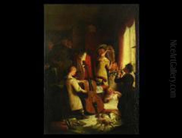 Musizierende Kinder Oil Painting by William Kidd