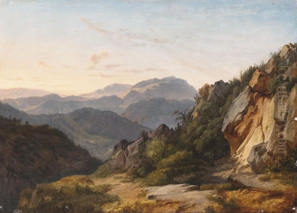 Attributed Romanticlandscape Oil Painting by Paul Joseph Kiederich