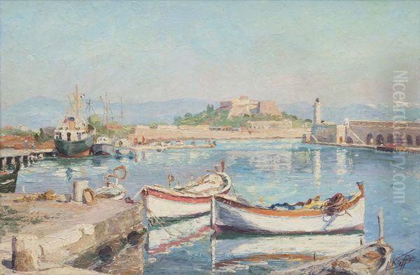 Le Port D'antibes. Oil Painting by Louis Kieffer