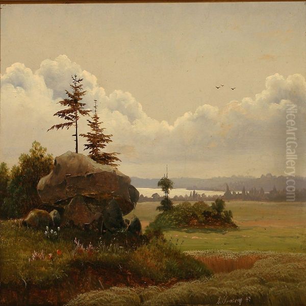 Landscape With A Dolmen Oil Painting by Anton Edvard Kieldrup