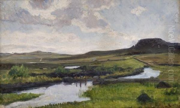 Landscape From Jaeren Oil Painting by Kitty Christine Kielland