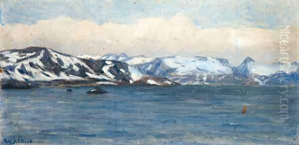 Fra Nord Olje Pa Plate Oil Painting by Kitty Christine Kielland