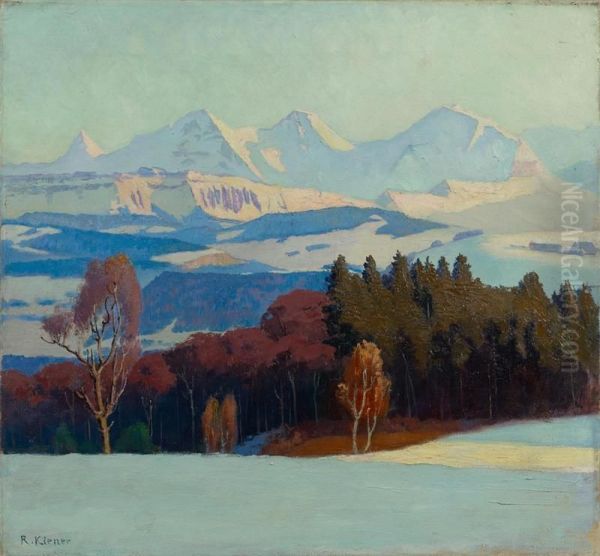 Winterliche Gebirgslandschaft Oil Painting by Robert Kiener