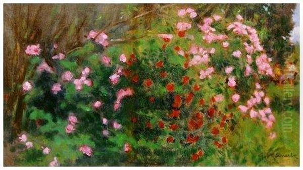 Rosaio In Fiore Oil Painting by Giorgio Kienerk