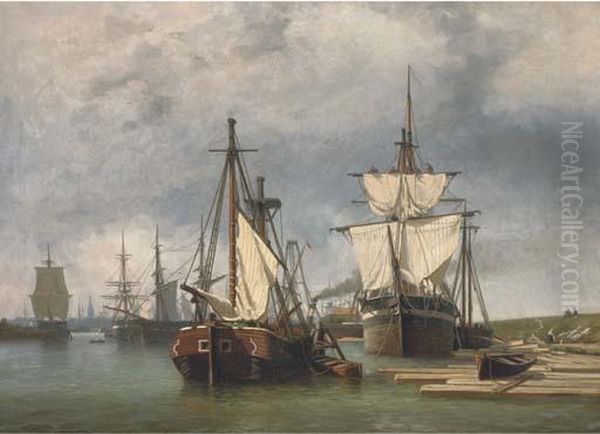 Preparing To Set Sail Oil Painting by George Laurens Kiers