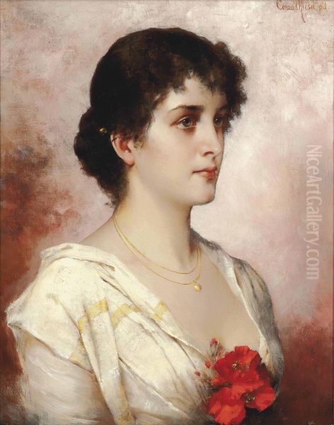 A Young Beauty Oil Painting by Conrad Kiesel