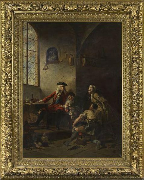 Discovery At Meissen: Bottger Revealing To August The Strong The Method Of Producing Porcelain Oil Painting by Johann Paul Adolf Kiessling