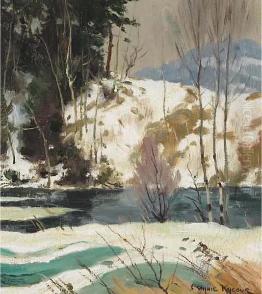 Stream In Winter Oil Painting by Andrew Wilkie Kilgour