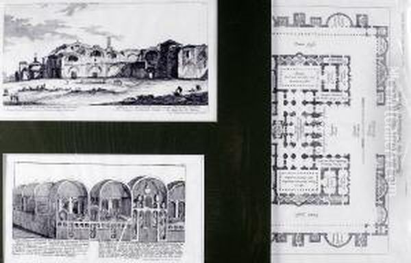 Romische Ruinen Und Grundrissplan Oil Painting by Georg Christoph Kilian