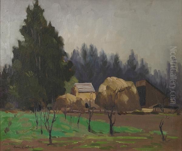 Hay Stacks Oil Painting by Aaron Edward Kilpatrick