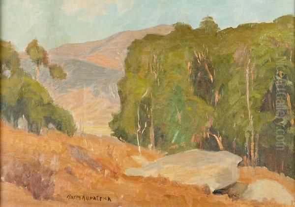 Distant Hills, Eucalyptus Trees, Summer Path (three) Oil Painting by Aaron Edward Kilpatrick