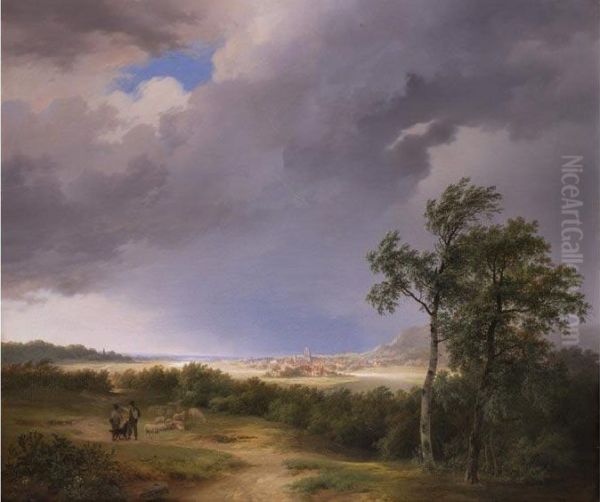 Tiefe Landschaft Mit Ort Vor Dem Gewitter Oil Painting by Cornelis Kimmel