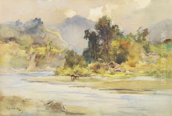 Katsura River, Koshu Oil Painting by Ishikawa Kin'Ichiro