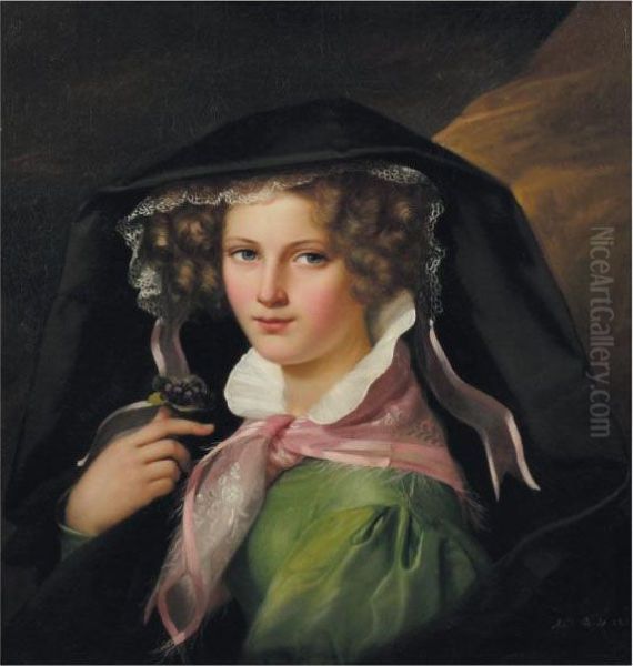 Portrait De Jeune Fille Oil Painting by Marie Adelaide Kindt