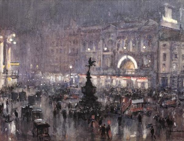 Piccadilly Oil Painting by Cecil G. Charles King