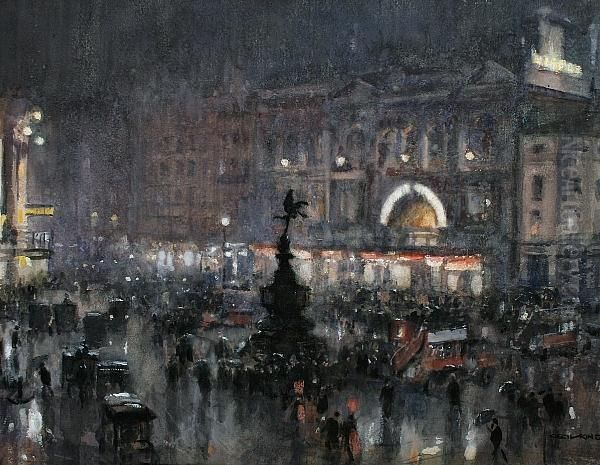 Piccadilly Circus Oil Painting by Cecil G. Charles King