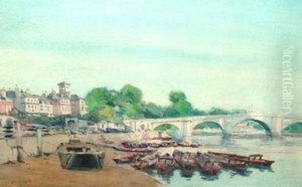 Rba Ri Roi -- 'richmond Bridge'; Watercolour, Signed, 35x52cm Oil Painting by Cecil G. Charles King