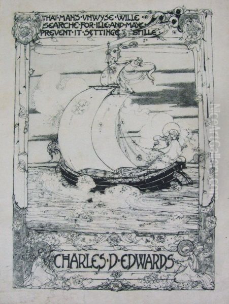 Four Bookplates For Charles D. Edwards Oil Painting by Jessie Marion King