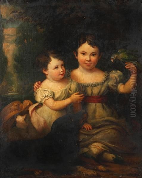 Portrait Of Two Children Oil Painting by John King