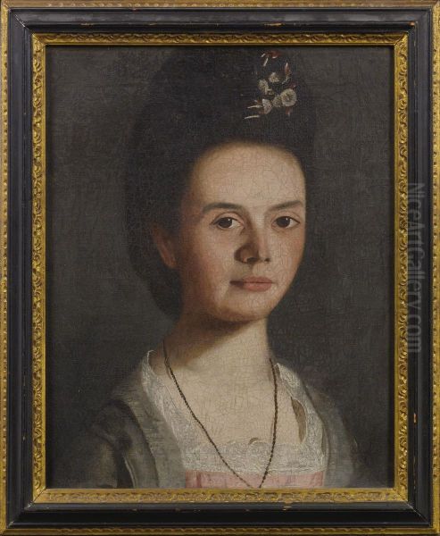 Portrait Of A Young Lady With Spray Of Flowers In Her Hair: Mary King Mason Oil Painting by Samuel King