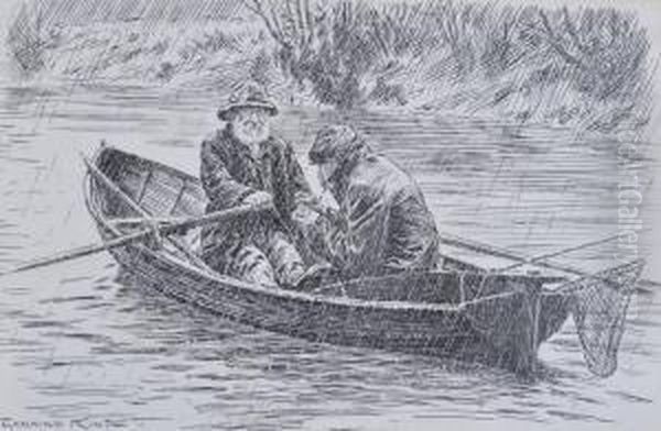 Fishermen In A Boat Oil Painting by William Gunning King