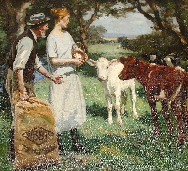 Bibby's For Calf Rearing Oil Painting by William Gunning King