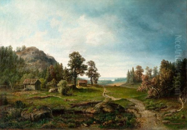 Summer Landscape Oil Painting by Gustaf Kinmansson