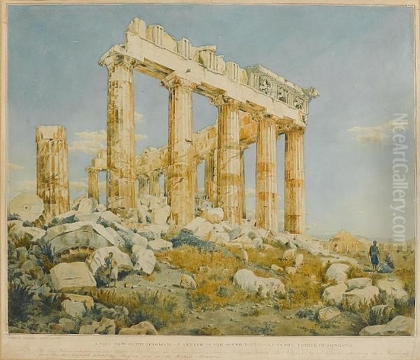 A View Made On The Acropolis At Athens On The South East Angle Of The Temple Of Minerva Oil Painting by William Kinnard