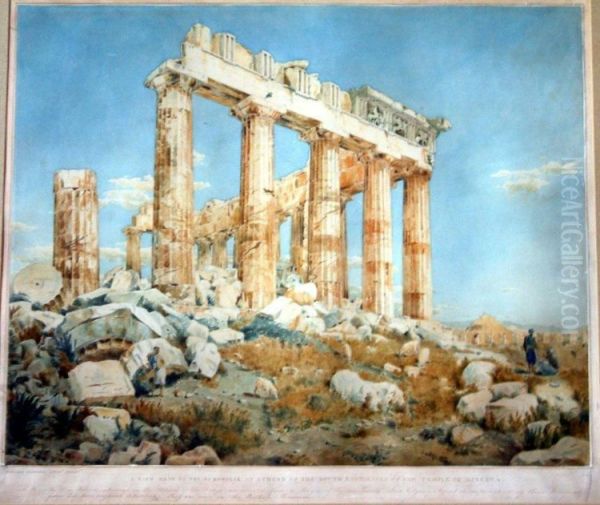 A View Made On The Acropolis....of The Temple Of Minerva Oil Painting by William Kinnard