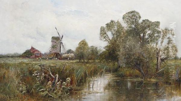 Haymaking By The Mill Oil Painting by Henry John Kinniard