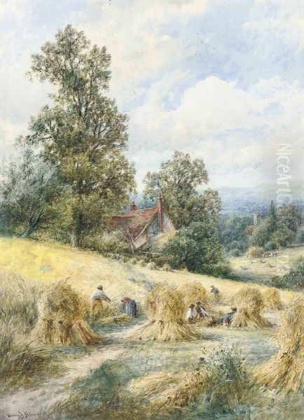 A Sussex Cornfield Oil Painting by Henry John Kinniard