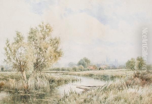 On The Stour Near Canterbury Oil Painting by Henry John Kinniard