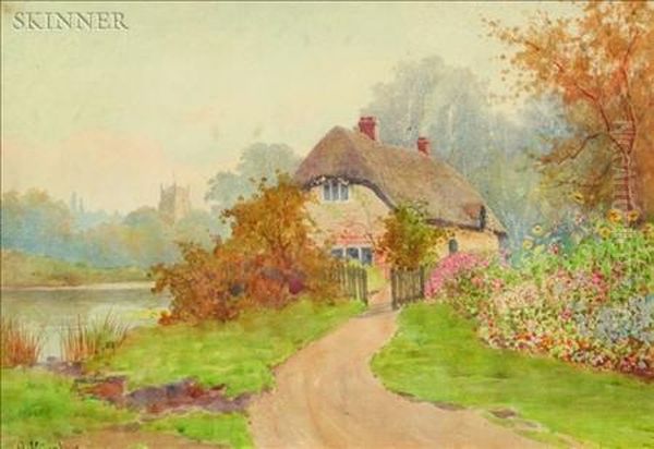 Thatched Cottage Oil Painting by Albert Kinsley