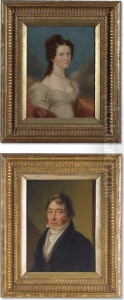 Portraits Of Mr. And Mrs. Charles Carroll: A Pair Oil Painting by Francois-Joseph Kinson