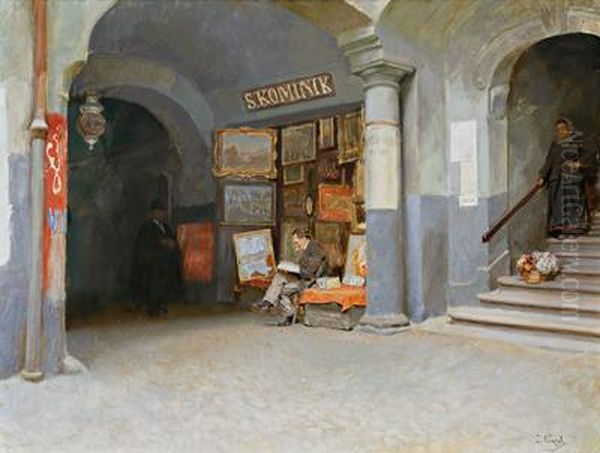 Beim Antiquar Oil Painting by Joseph Kinzel