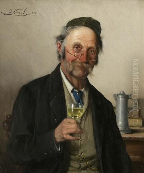 Weinprobe Oil Painting by Joseph Kinzel