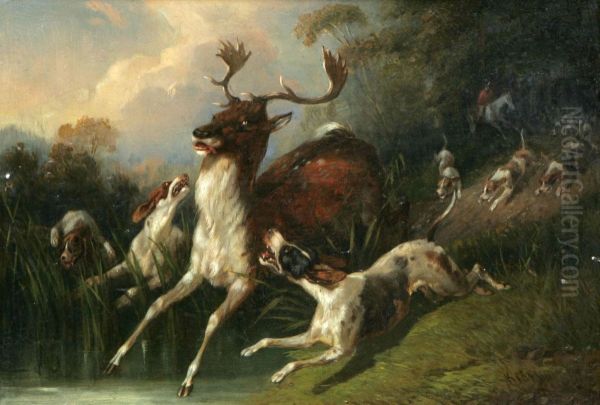 Hjortjakt Oil Painting by Carl Fredrik Kioerboe