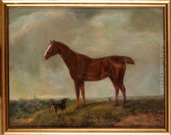 Hast Och Hund Oil Painting by Carl Fredrik Kioerboe