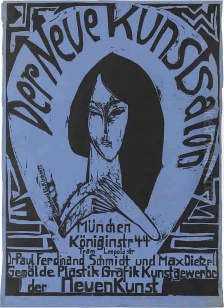 And Erich Heckel Plakat 'der Neue Kunstsalon' Oil Painting by Ernst Ludwig Kirchner