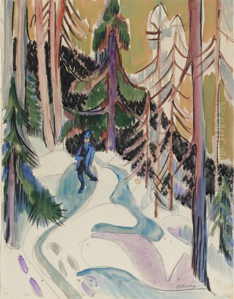 Spaziergang Im Walde (walk In The Forest) Oil Painting by Ernst Ludwig Kirchner