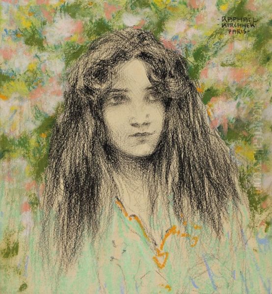 Portrait De Jeune Femme Oil Painting by Raphael Kirchner