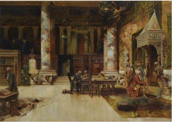 In The Library Oil Painting by Frank Lebrun Kirkpatrick