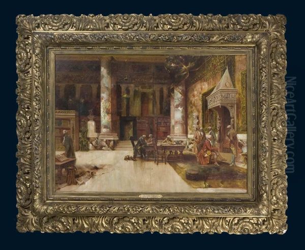 Schloss-bibliotheks-interieur Oil Painting by Frank Lebrun Kirkpatrick