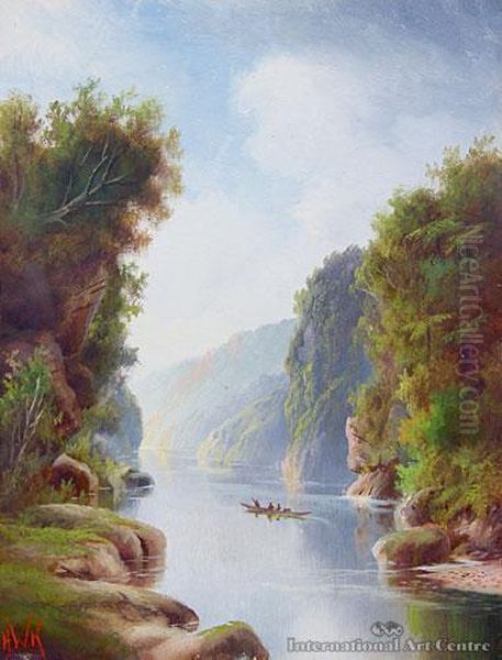 Wanganui River Oil Painting by Henry William Kirkwood