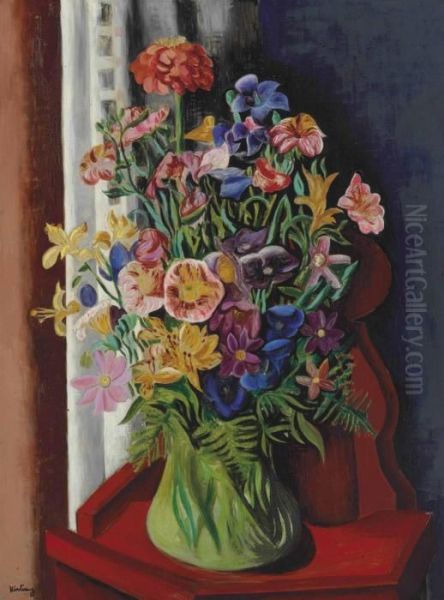 Fleurs Oil Painting by Moise Kisling