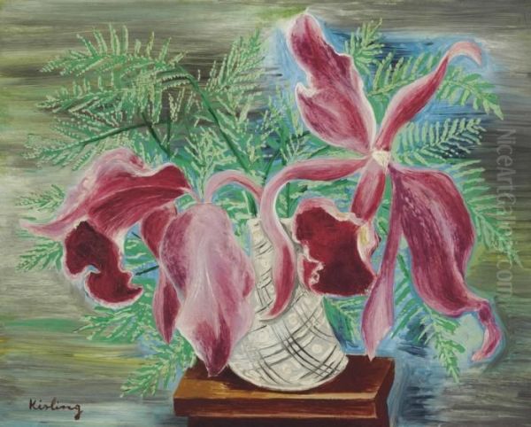 Fleurs Oil Painting by Moise Kisling