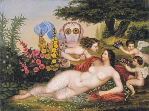 Venusz Es Amor, 1835 Vedettseg Alol Feloldva Oil Painting by Balint Kiss